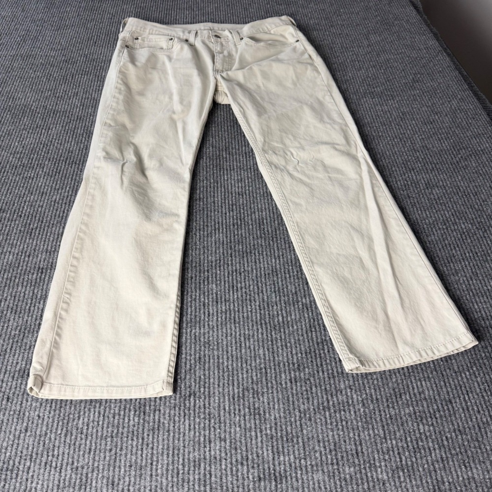 Levis 514 Straight Fit Jeans Mens 34x30 Cream Off White Denim Pants 514-1783